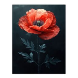 "Artery8 Wall Art Print Realistic Red Poppy Painting Dramatic & Bold Poster - Size: W24"" x H32""" - thumbnail 1
