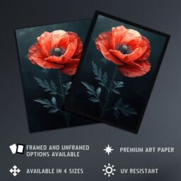 "Artery8 Wall Art Print Realistic Red Poppy Painting Dramatic & Bold Poster - Size: W24"" x H32""" - thumbnail 2