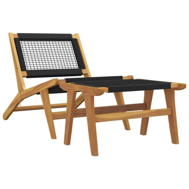 Berkfield Home Garden Chair with Footrest Solid Wood Teak & Polyester in Brown - image 1