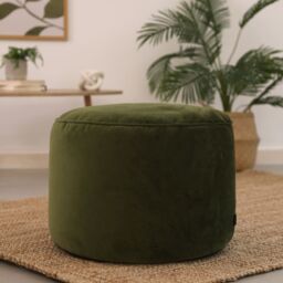 icon Milano Velvet Bean Bag Pouffe Midnight Blue Large Velvet Footstools in Olive - thumbnail 1