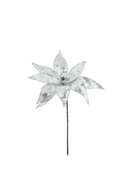 KDMD Single Sequin Poinsettia - Silver 40cm 2 Pack - image 1