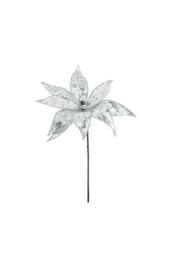 KDMD Single Sequin Poinsettia - Silver 40cm 2 Pack