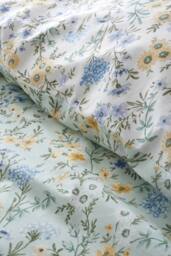 Bianca 'Ditsy Floral' 200 Thread Count Cotton Reversible Duvet Cover Set in Green - Size: King - thumbnail 5