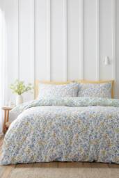 Bianca 'Ditsy Floral' 200 Thread Count Cotton Reversible Duvet Cover Set in Green - Size: King - thumbnail 2