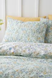 Bianca 'Ditsy Floral' 200 Thread Count Cotton Reversible Duvet Cover Set in Green - Size: King - thumbnail 3
