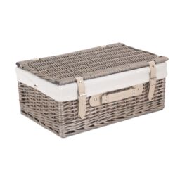 Red Hamper 45cm Antique Wash Hamper with Cotton Lining in White - thumbnail 2