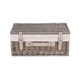 Red Hamper 45cm Antique Wash Hamper with Cotton Lining in White - thumbnail 3
