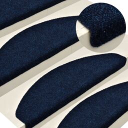Berkfield Home Self-adhesive Stair Mats 5 pcs Navy 56x17x3 cm Needle Punch in Blue - Size: Medium - thumbnail 1