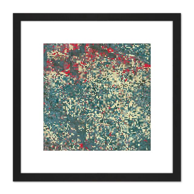 Artery8 Abstract Little Squares 8X8 Inch Square Wooden Framed Wall Art Print Picture with Mount in Black - image 1
