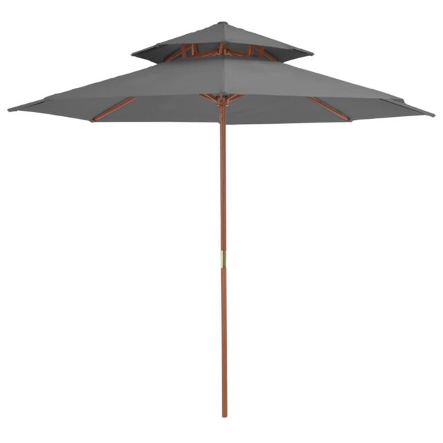 Berkfield Home Double Decker Parasol with Wooden Pole 270 cm Anthracite in Black - image 1