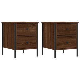Berkfield Home Bedside Cabinets 2 pcs Brown Oak 40x42x50 cm Engineered Wood - Size: 40 x 42 x 50 cm - thumbnail 2