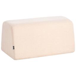Wyld and Coco Beige Bouclé Rectangular Pouffe - Eucalyptus Wood Footstool - thumbnail 3