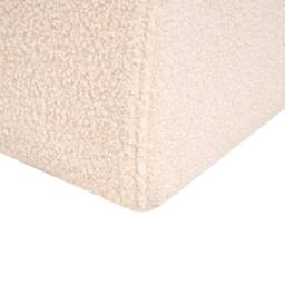 Wyld and Coco Beige Bouclé Rectangular Pouffe - Eucalyptus Wood Footstool - thumbnail 7