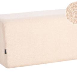 Wyld and Coco Beige Bouclé Rectangular Pouffe - Eucalyptus Wood Footstool - thumbnail 2
