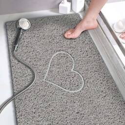 Nicoman Spaghetti Loofah Anti Slip Shower Mat - Heart - 60cm x 40cm in Grey - Size: 60 cm x 40 cm - thumbnail 1