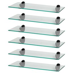 Harbour Housewares 6x Floating Glass Shelves - 50cm - Bathroom Shower Storage Display in Black - thumbnail 1