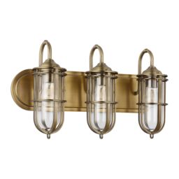 Netlighting Feiss Urban Restoration 3 Light Wall Light Dark Antique Brass IP44 in Yellow - thumbnail 5