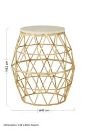 Orsina Aluminium & Stone Side Table, Handcrafted Geometric Accent Table With Polished Stone Top, Small Round Table in Gold - thumbnail 5