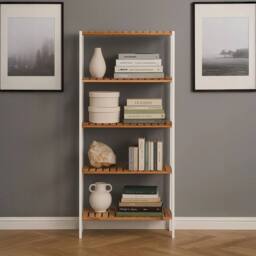 FORGEVIO Bamboo Storage Rack, Multi-Purpose Display Shelving Natural white - thumbnail 4