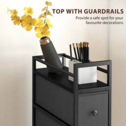 EONLION Slim Fabric Chest of Drawers in Black - thumbnail 5