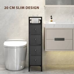 EONLION Slim Fabric Chest of Drawers in Black - thumbnail 3