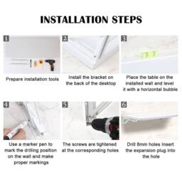 SPETLEK Folding Wall Mounted Table Laptop Drop White-80*40cm in White - Size: 0.6m2 - thumbnail 3