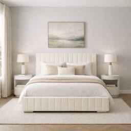 Desire Deco Plush Velvet Platinum Upholstered Bed Frame, All Sizes in Cream - Size: Super King - thumbnail 2