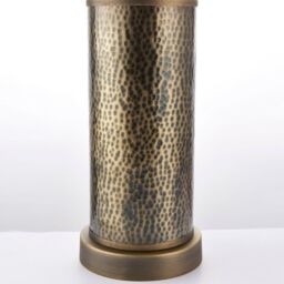 Loops 2 PACK Hammered Bronze Table Lamp Aged Metal & Off-White Shade Bedside Light in White - thumbnail 4