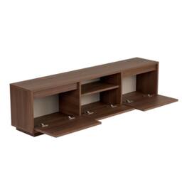 CALICOSY TV Stand With 3 Drop-Down Doors & 1 Niche, 160 Cm Wide - LUME in Walnut - thumbnail 3