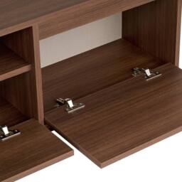 CALICOSY TV Stand With 3 Drop-Down Doors & 1 Niche, 160 Cm Wide - LUME in Walnut - thumbnail 4