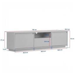 CALICOSY TV Stand With 3 Drop-Down Doors & 1 Niche, 160 Cm Wide - LUME in Walnut - thumbnail 7