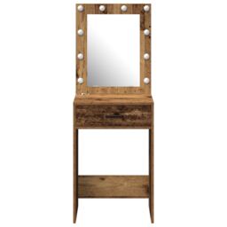 Berkfield Home Dressing Table with LED Lights Old Wood 50x41x135 cm in Brown - Size: 50 x 41 x 135 cm - thumbnail 5