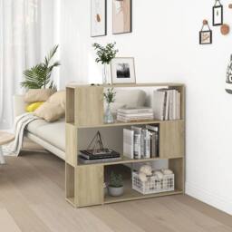 Berkfield Home Book Cabinet Room Divider Sonoma Oak 100x24x94 cm in Brown - Size: 100 x 24 x 94 cm - thumbnail 2