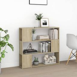 Berkfield Home Book Cabinet Room Divider Sonoma Oak 100x24x94 cm in Brown - Size: 100 x 24 x 94 cm - thumbnail 3