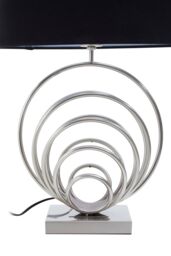 Orsina Brushed Chrome Sphere Table Lamp, Sculptural Circular Metal Base With Black Linen Shade, Table Light - thumbnail 4