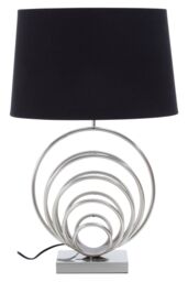 Orsina Brushed Chrome Sphere Table Lamp, Sculptural Circular Metal Base With Black Linen Shade, Table Light - thumbnail 2