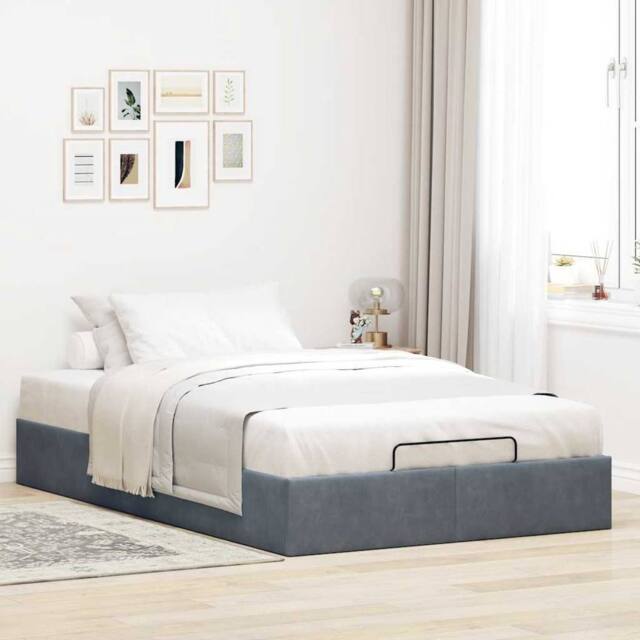Berkfield Home Ottoman Bed Frame No Mattress Dark Grey Double Velvet - image 1