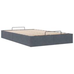 Berkfield Home Ottoman Bed Frame No Mattress Dark Grey Double Velvet - thumbnail 6