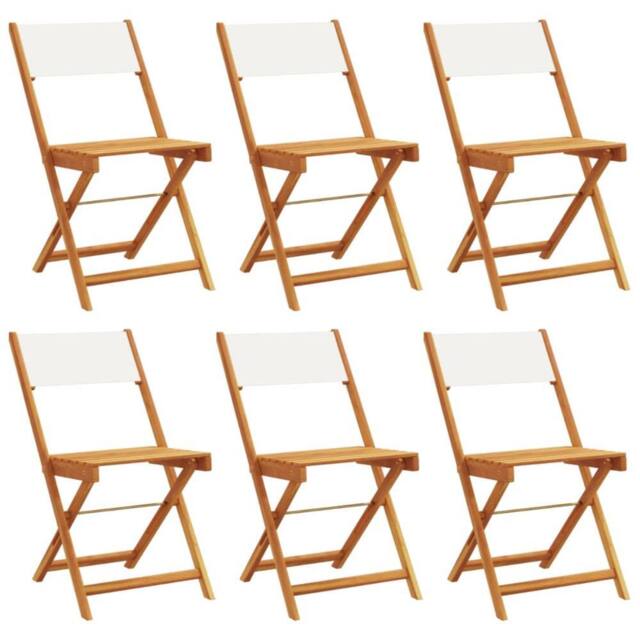 Berkfield Home Folding Garden Chairs 6 pcs Cream White Fabric & Solid Wood - image 1