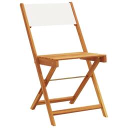 Berkfield Home Folding Garden Chairs 6 pcs Cream White Fabric & Solid Wood - thumbnail 3
