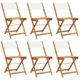 Berkfield Home Folding Garden Chairs 6 pcs Cream White Fabric & Solid Wood