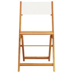 Berkfield Home Folding Garden Chairs 6 pcs Cream White Fabric & Solid Wood - thumbnail 4