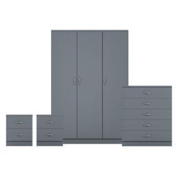 Home Discount Vida Designs 4Pc Bedroom Set 2xBedside Chest, 5 Drawer Chest, Wardrobe in Grey - thumbnail 8