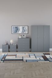 Home Discount Vida Designs 4Pc Bedroom Set 2xBedside Chest, 5 Drawer Chest, Wardrobe in Grey - thumbnail 4