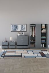 Home Discount Vida Designs 4Pc Bedroom Set 2xBedside Chest, 5 Drawer Chest, Wardrobe in Grey - thumbnail 3
