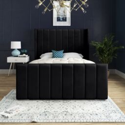 DS Living Oxford Upholstered Soft Touch Plush Black Velvet Bed Frame - Size: Super King - thumbnail 3