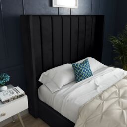 DS Living Oxford Upholstered Soft Touch Plush Black Velvet Bed Frame - Size: Super King - thumbnail 2