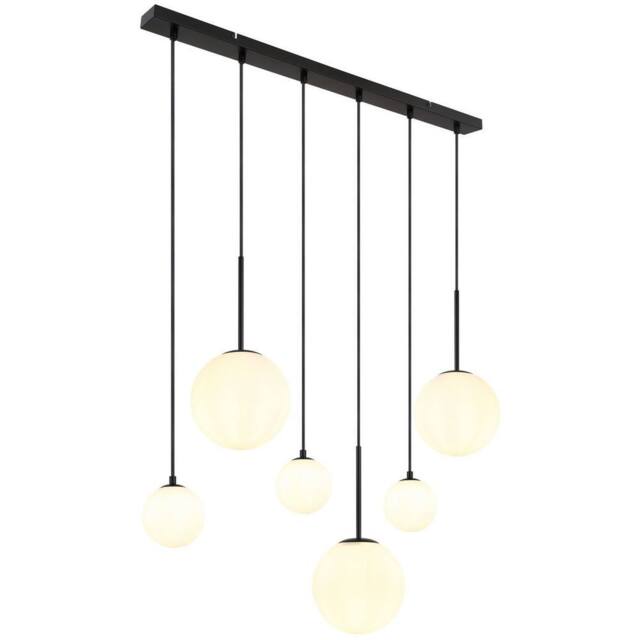 Netlighting Hallie Cluster Pendant Matt Black Opal Glass Shade 6x E27 - image 1