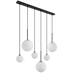 Netlighting Hallie Cluster Pendant Matt Black Opal Glass Shade 6x E27 - thumbnail 2