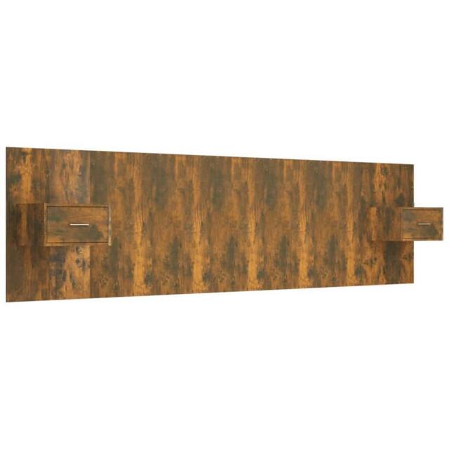 Berkfield Home Bed Headboard with Cabinets Smoked Oak Engineered Wood in Brown - image 1